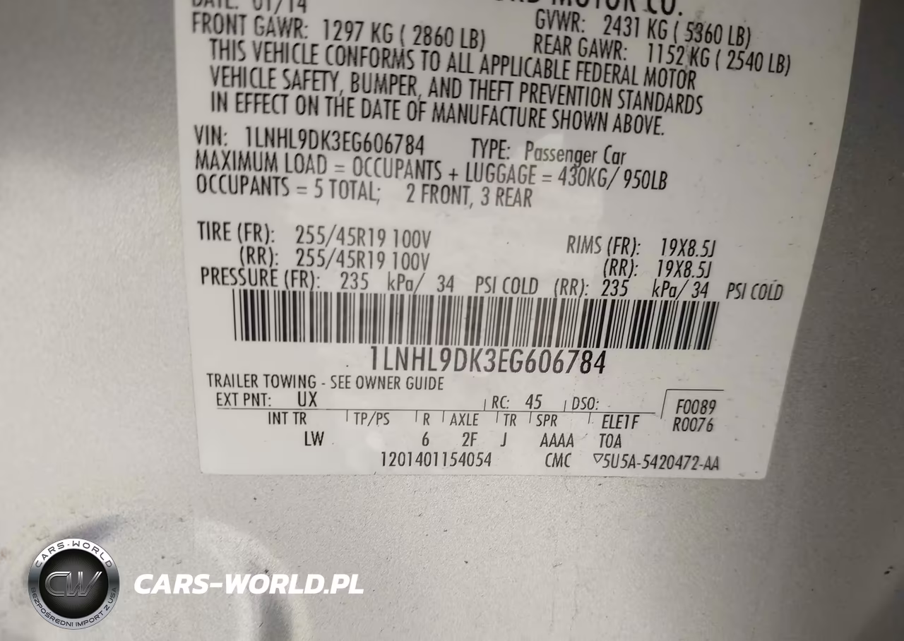 2014 Lincoln Mks VIN:1LNHL9DK3EG606784 - 9