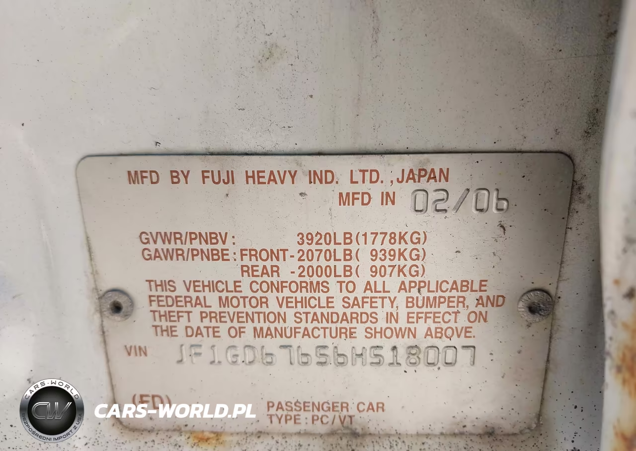 2006 Subaru Impreza 2.5I VIN:JF1GD67656H518007 - 9