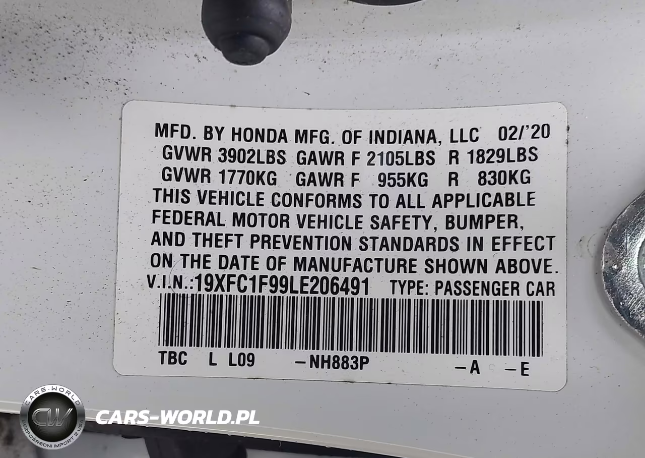 2020 Honda Civic Touring VIN:19XFC1F99LE206491 - 9