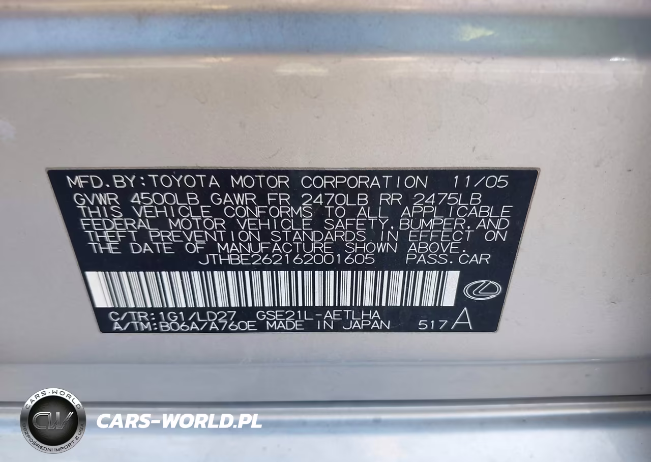 2006 Lexus Is 350 VIN:JTHBE262162001605 - 9