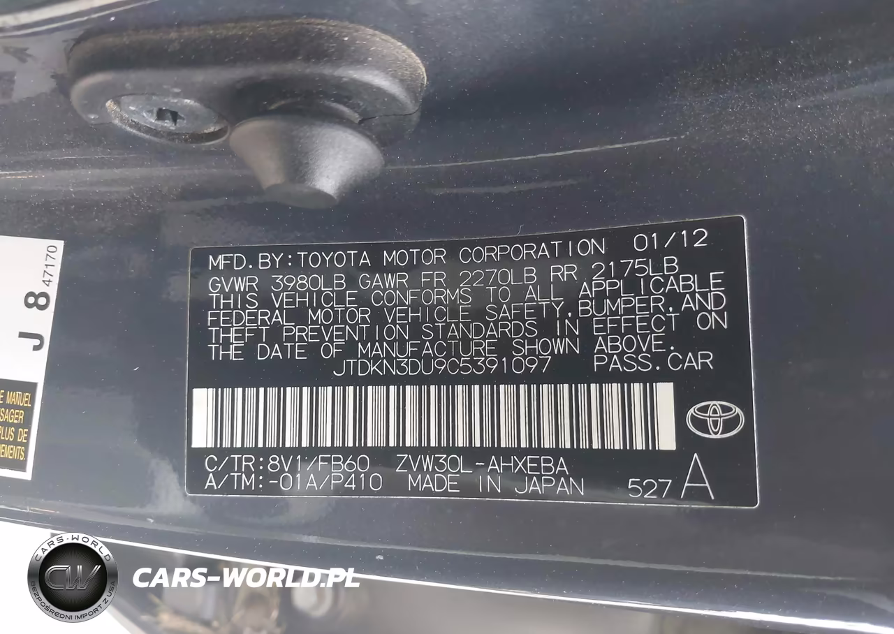 2012 Toyota Prius Three VIN:JTDKN3DU9C5391097 - 9