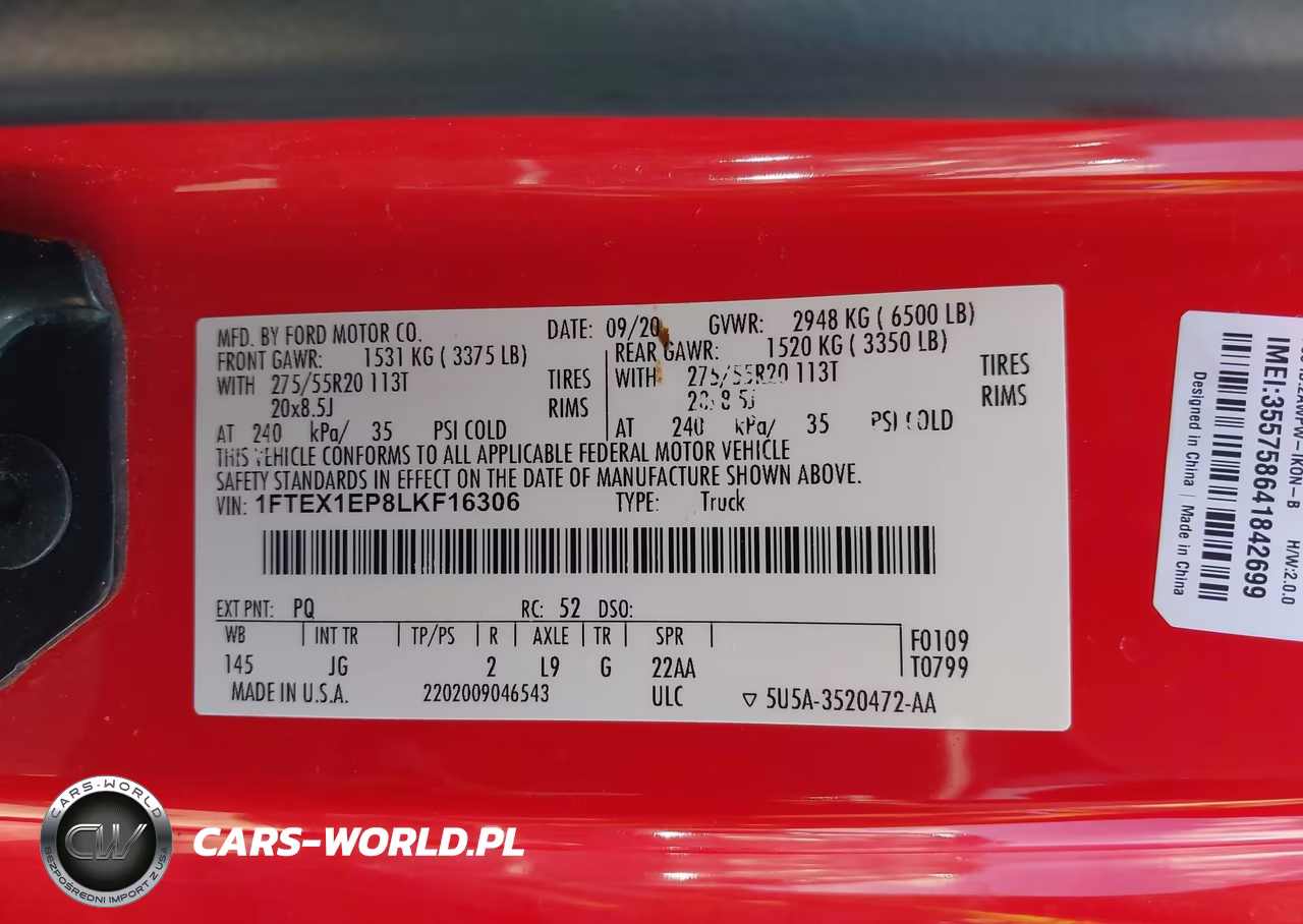 2020 Ford F-150 Xl VIN:1FTEX1EP8LKF16306 - 9
