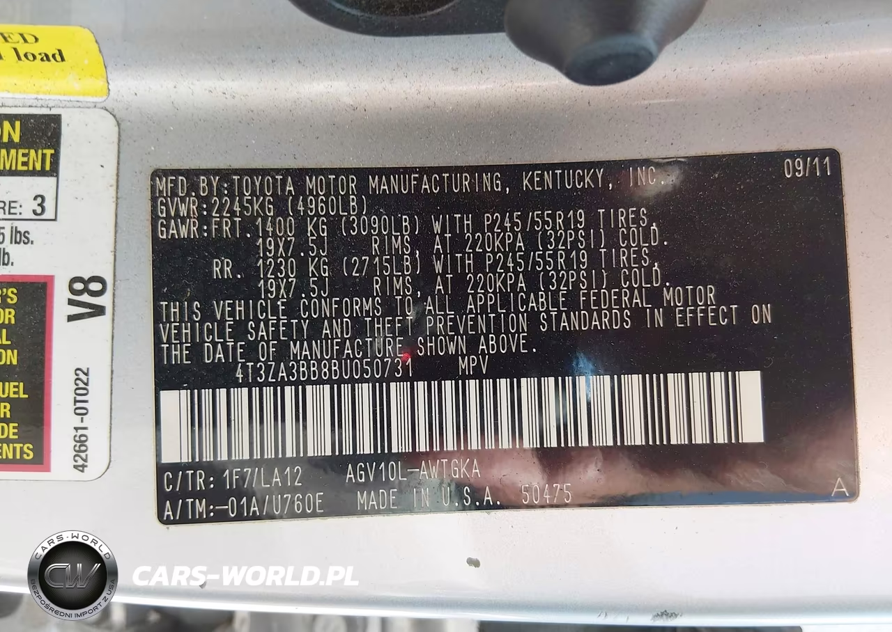 2011 Toyota Venza VIN:4T3ZA3BB8BU050731 - 9