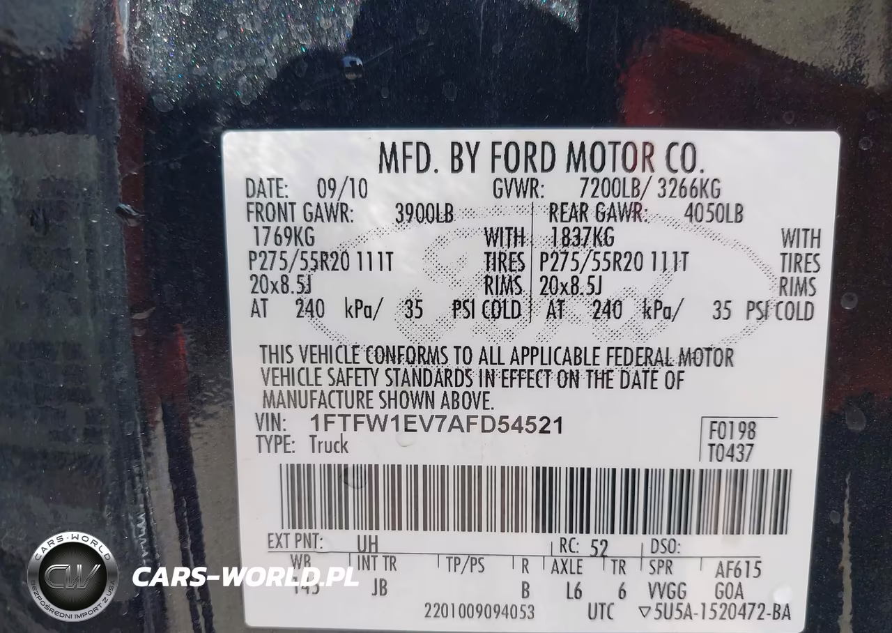 2010 Ford F-150 Fx4-Harley-Davidson-King Ranch-Lariat-Platinum-Xl-Xlt VIN:1FTFW1EV7AFD54521 - 9