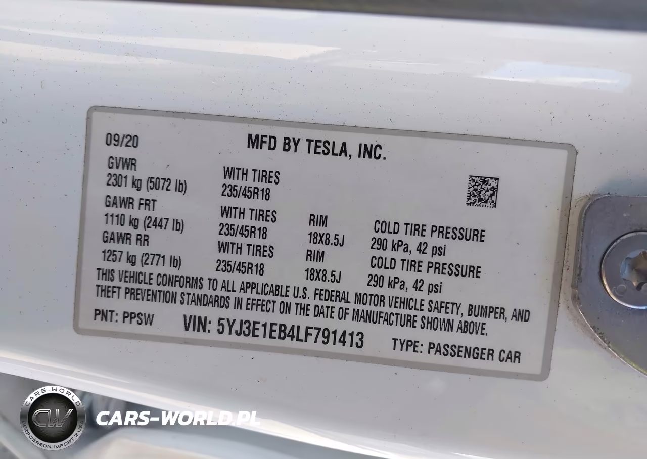 2020 Tesla Model 3 Long Range Dual Motor All-Wheel Drive VIN:5YJ3E1EB4LF791413 - 9