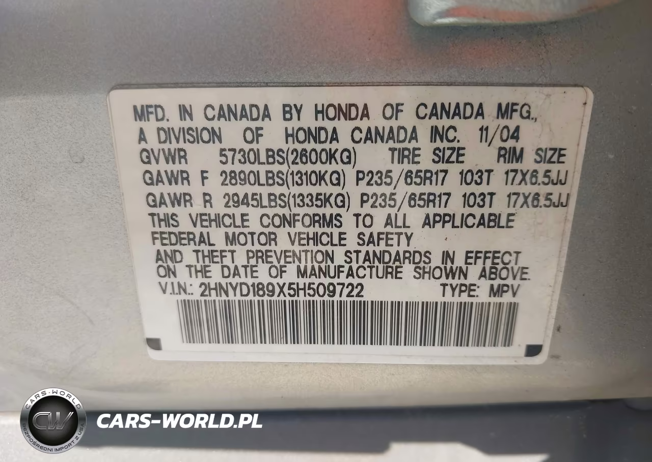 2005 Acura Mdx VIN:2HNYD189X5H509722 - 9