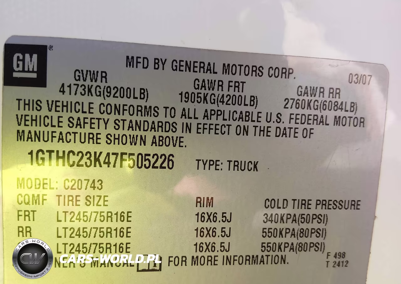 2007 GMC Sierra 2500Hd Work Truck VIN:1GTHC23K47F505226 - 9