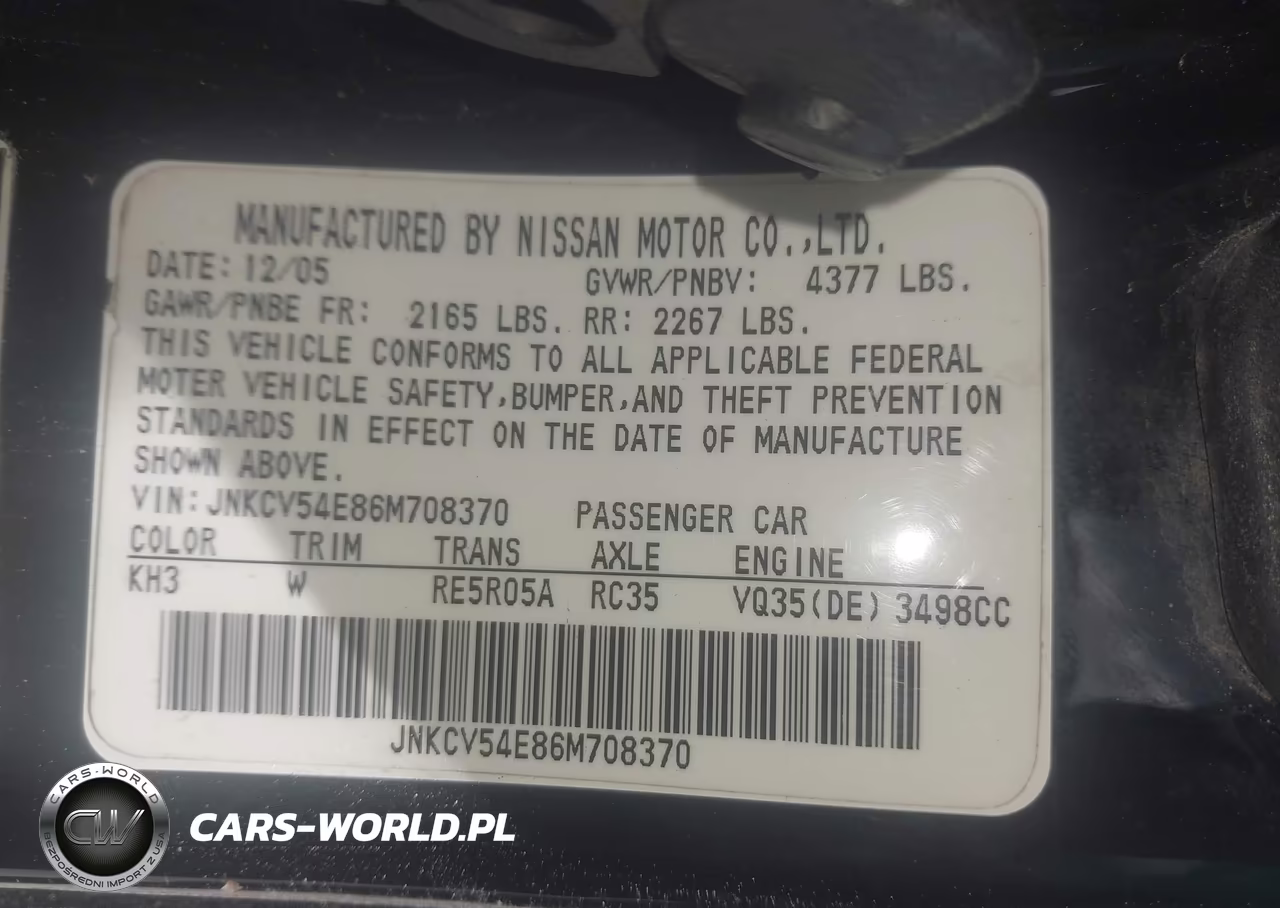 2006 Infiniti G35 VIN:JNKCV54E86M708370 - 9