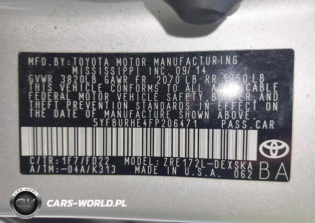 2015 Toyota Corolla S VIN:5YFBURHE4FP206471 - 9