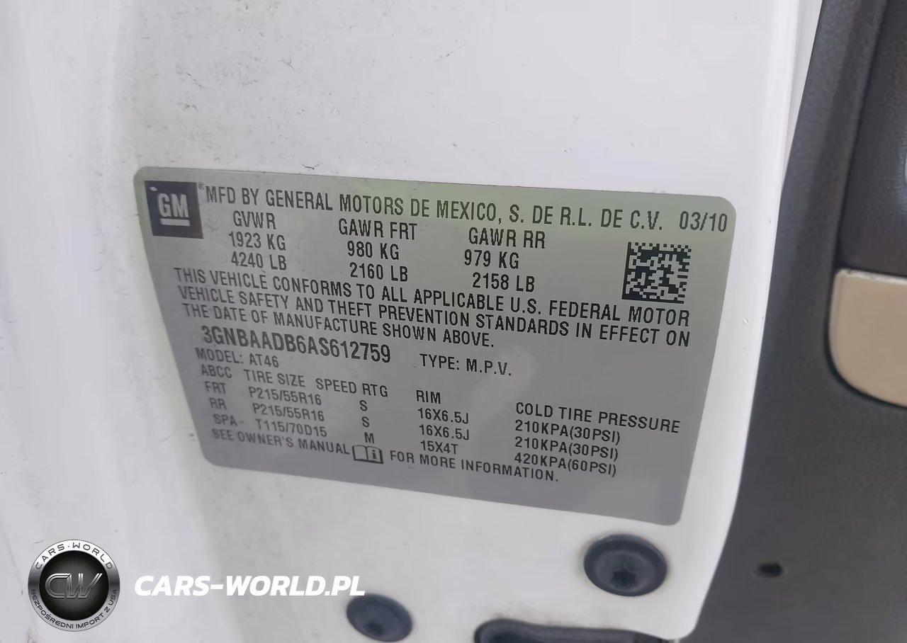 2010 Chevrolet Hhr Ls VIN:3GNBAADB6AS612759 - 9