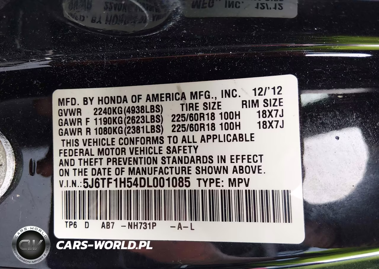 2013 Honda Crosstour Ex-L V6 VIN:5J6TF1H54DL001085 - 9