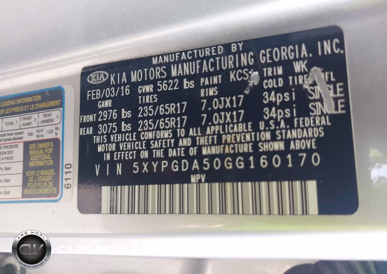 2016 Kia Sorento 3.3L Lx VIN:5XYPGDA50GG160170 - 9