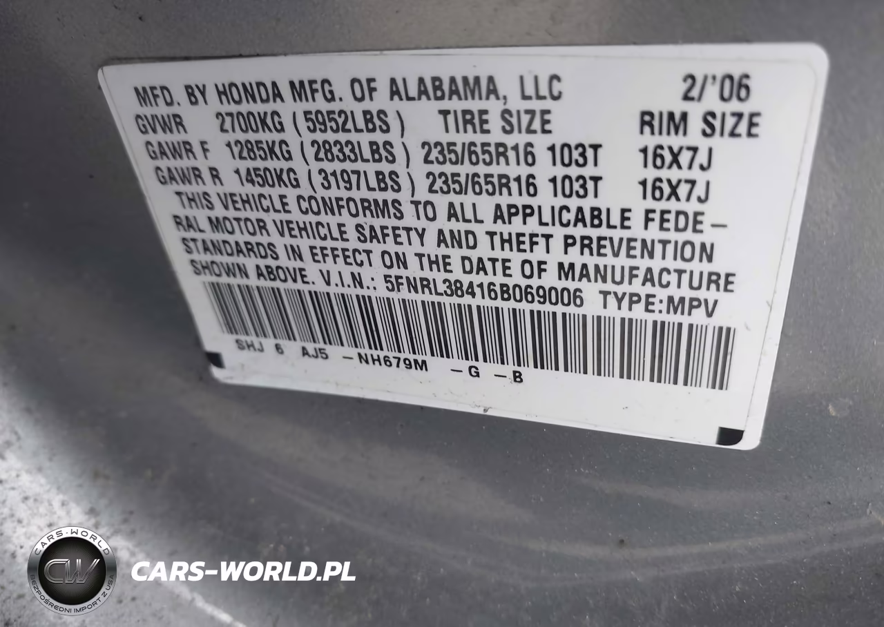 2006 Honda Odyssey Ex VIN:5FNRL38416B069006 - 9