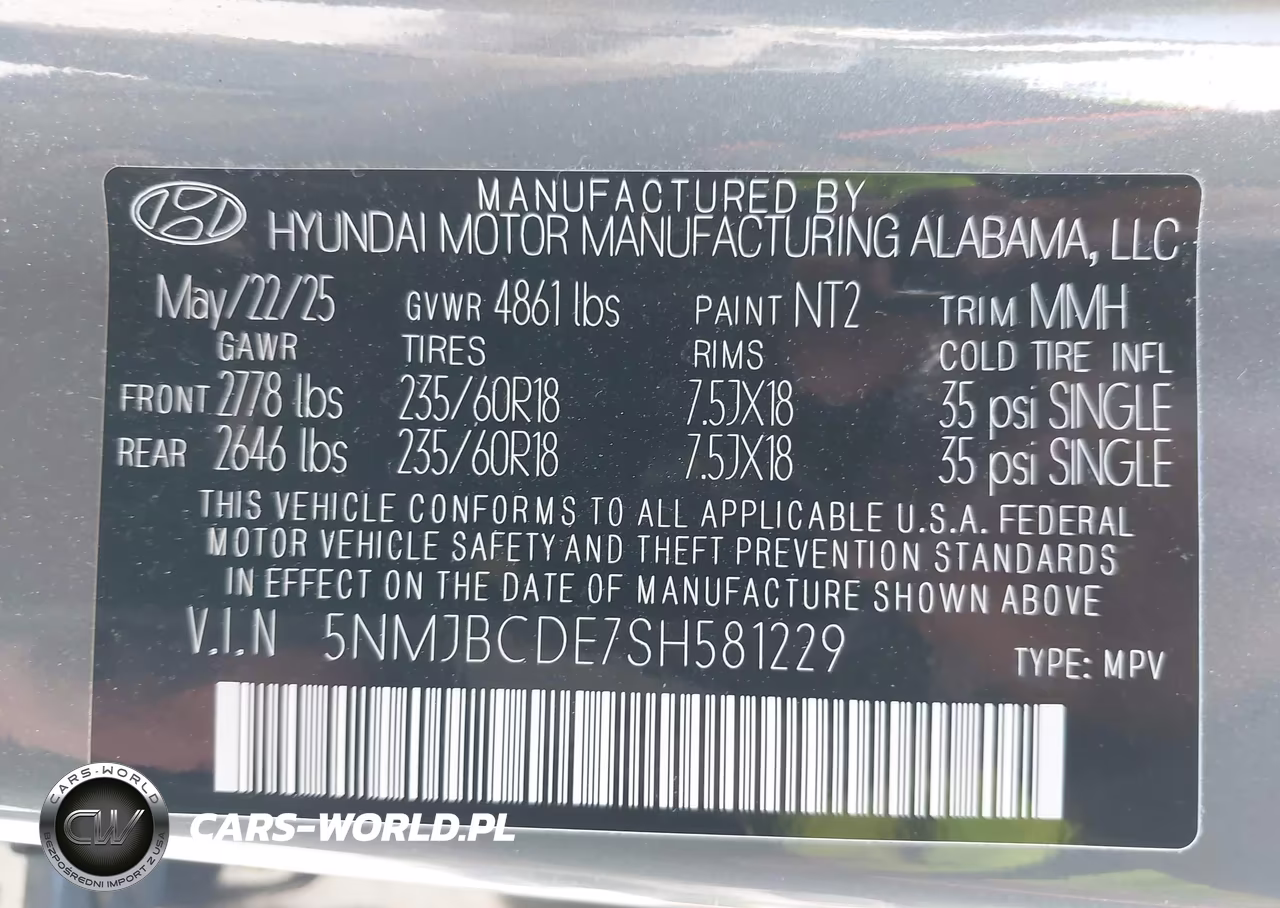 2025 Hyundai Tucson Sel VIN:5NMJBCDE7SH581229 - 9