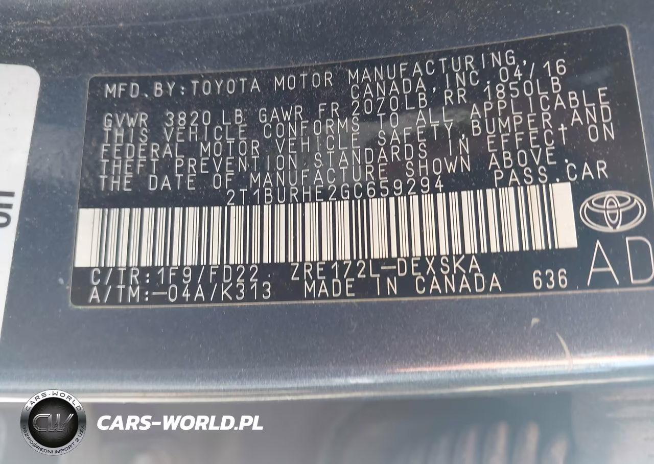 2016 Toyota Corolla S Plus VIN:2T1BURHE2GC659294 - 9