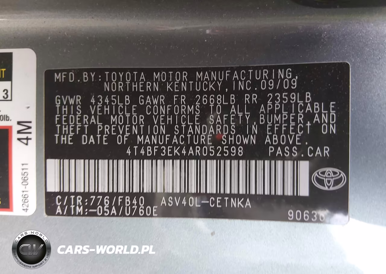 2010 Toyota Camry Le VIN:4T4BF3EK4AR052598 - 8