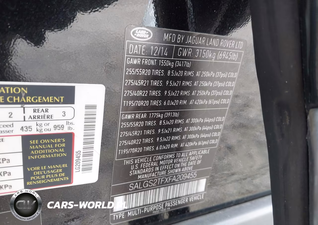 2015 Land Rover Range Rover Supercharged VIN:SALGS2TFXFA209455 - 9