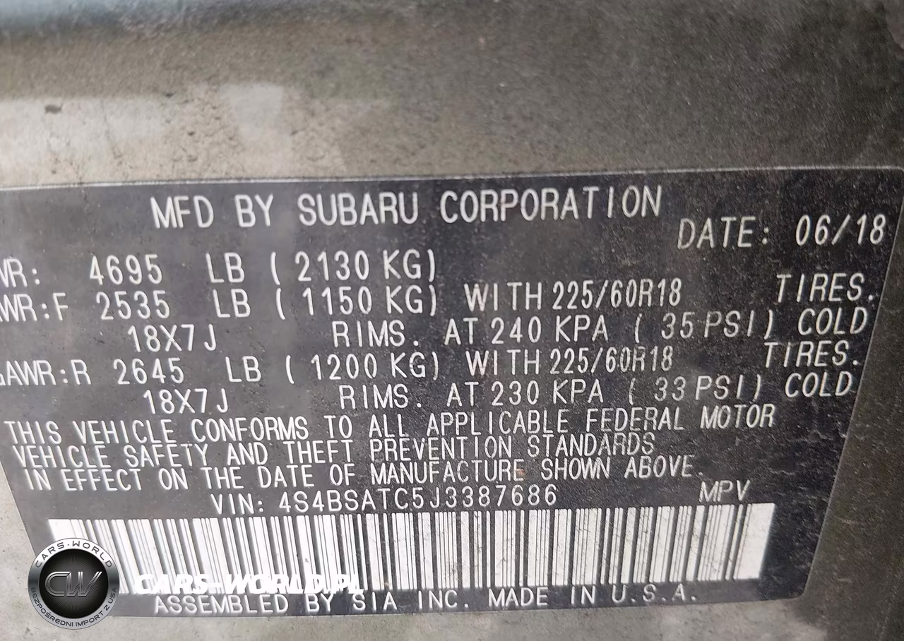 2018 Subaru Outback 2.5I Touring VIN:4S4BSATC5J3387686 - 9