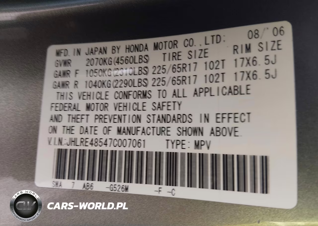 2007 Honda Cr-V Ex VIN:JHLRE48547C007061 - 9