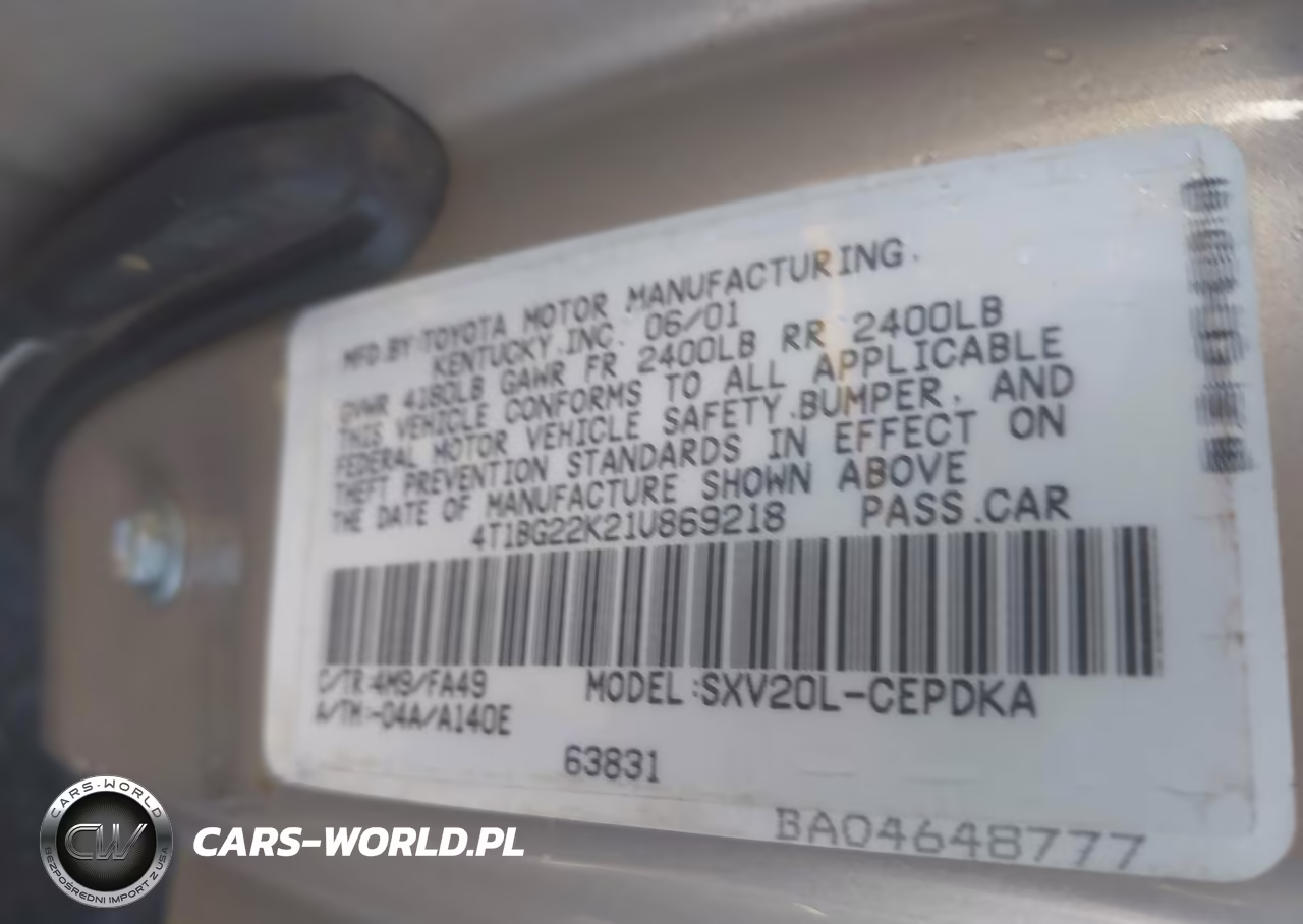 2001 Toyota Camry Ce VIN:4T1BG22K21U869218 - 9