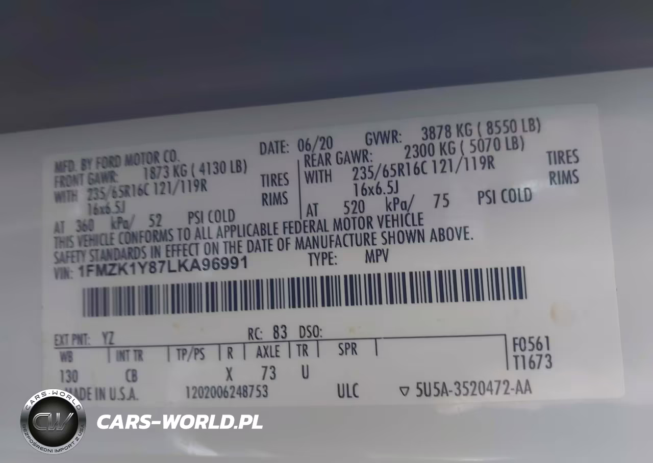 2020 Ford Transit-150 Passenger Van Xl VIN:1FMZK1Y87LKA96991 - 9
