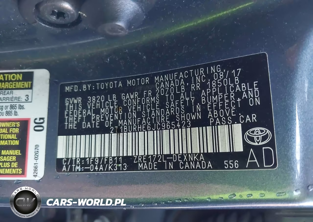 2018 Toyota Corolla Le VIN:2T1BURHE6JC965423 - 9