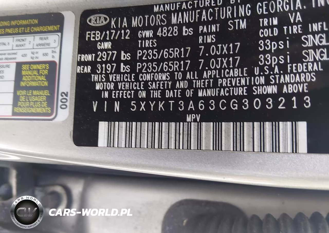 2012 Kia Sorento Lx VIN:5XYKT3A63CG303213 - 9