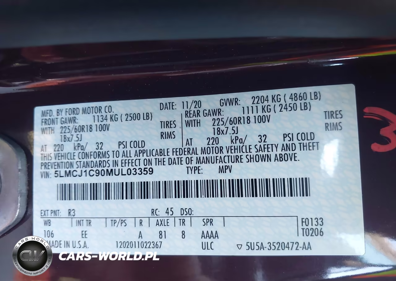 2021 Lincoln Corsair Standard VIN:5LMCJ1C90MUL03359 - 9