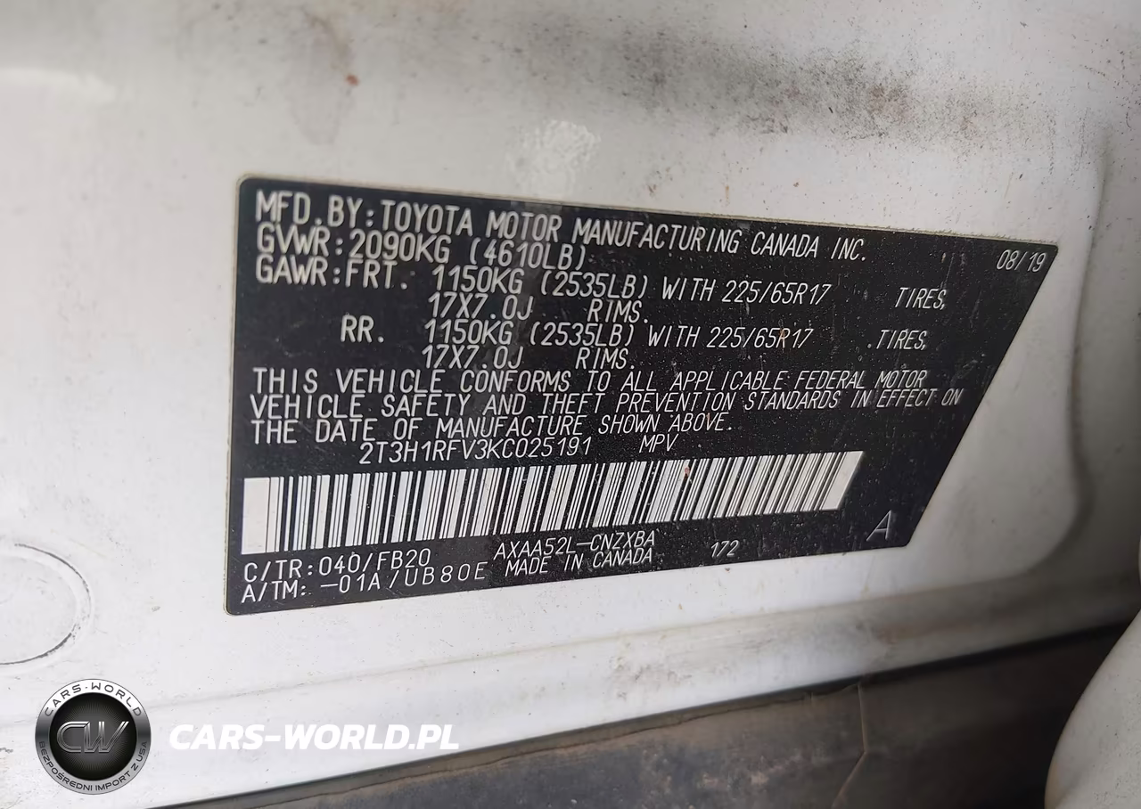 2019 Toyota Rav4 Le VIN:2T3H1RFV3KC025191 - 9