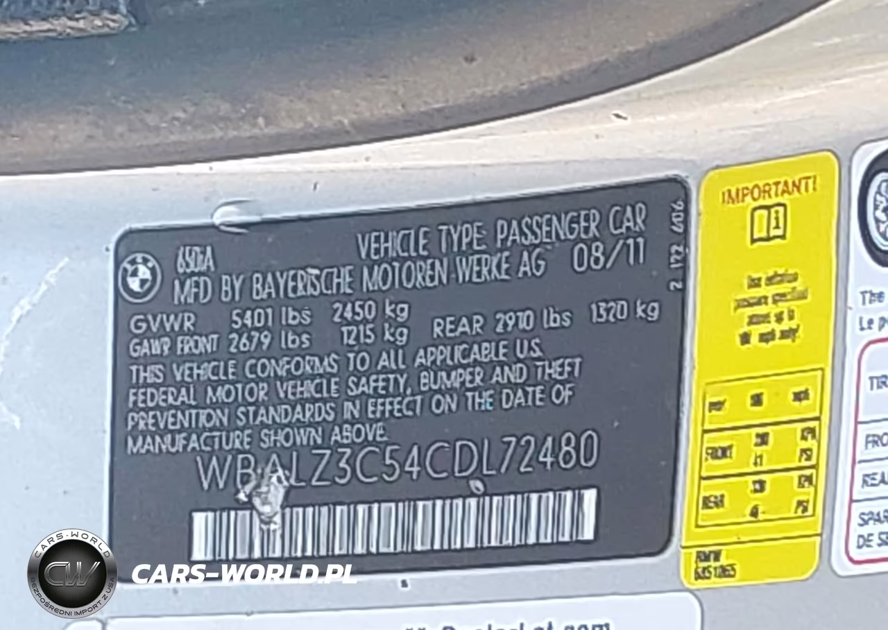 2012 BMW 650I VIN:WBALZ3C54CDL72480 - 9
