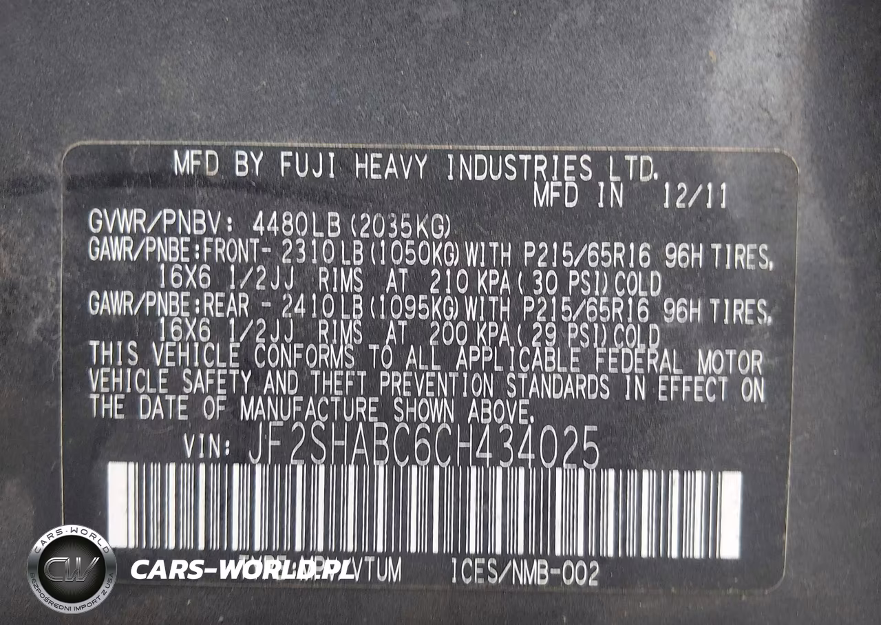 2012 Subaru Forester 2.5X VIN:JF2SHABC6CH434025 - 9