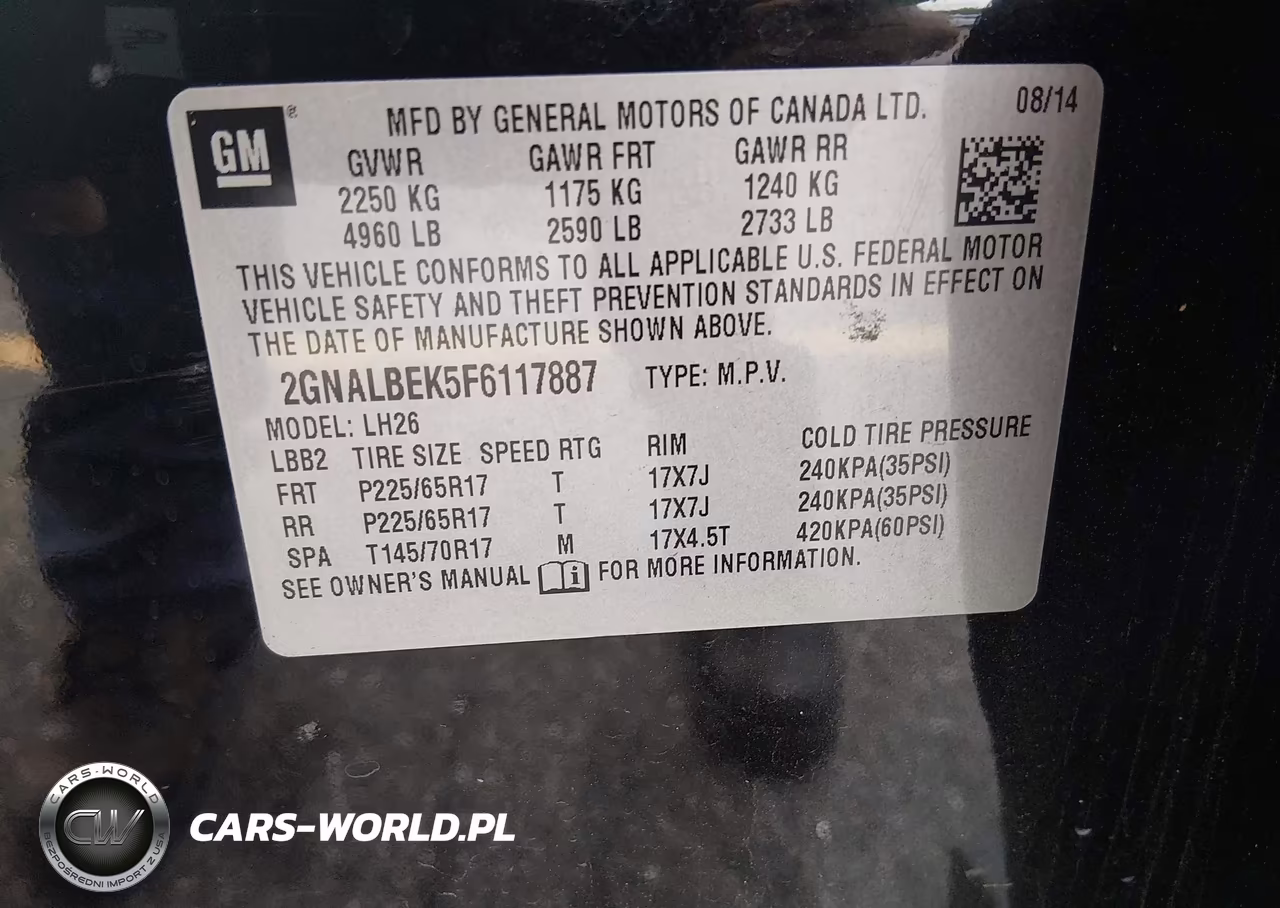 2015 Chevrolet Equinox Lt VIN:2GNALBEK5F6117887 - 9