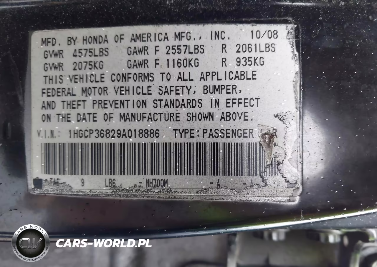 2009 Honda Accord 3.5 Ex-L VIN:1HGCP36829A018886 - 9