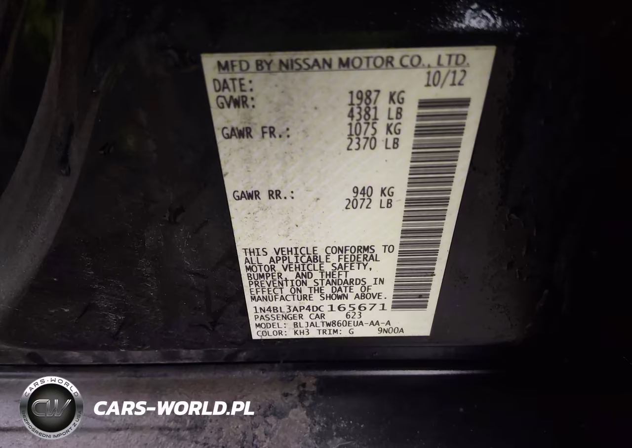 2013 Nissan Altima 3.5 Sv VIN:1N4BL3AP4DC165671 - 9
