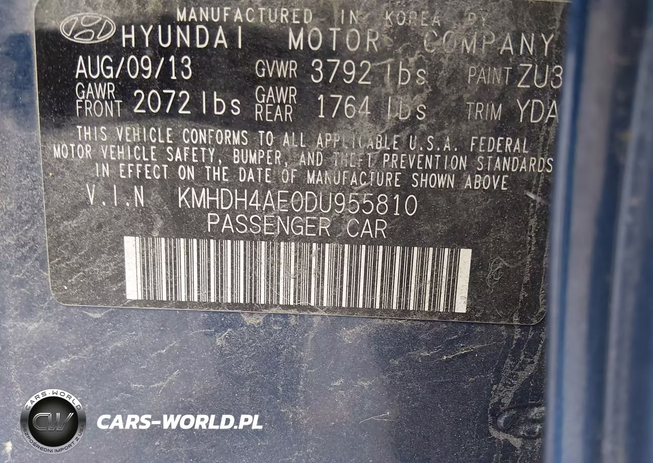 2013 Hyundai Elantra Gls VIN:KMHDH4AE0DU955810 - 9