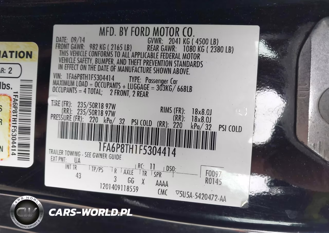 2015 Ford Mustang Ecoboost VIN:1FA6P8TH1F5304414 - 9