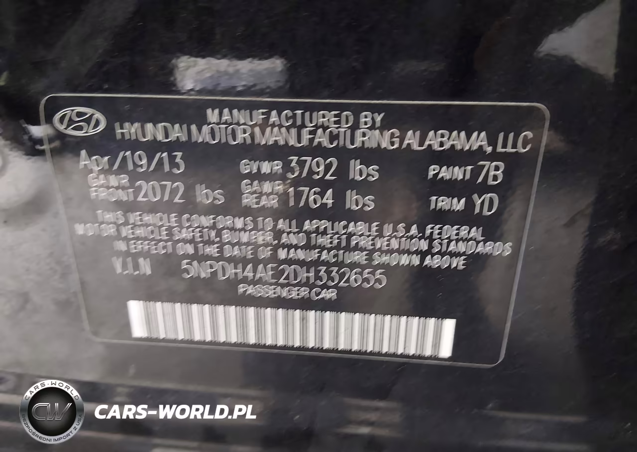 2013 Hyundai Elantra Gls VIN:5NPDH4AE2DH332655 - 9