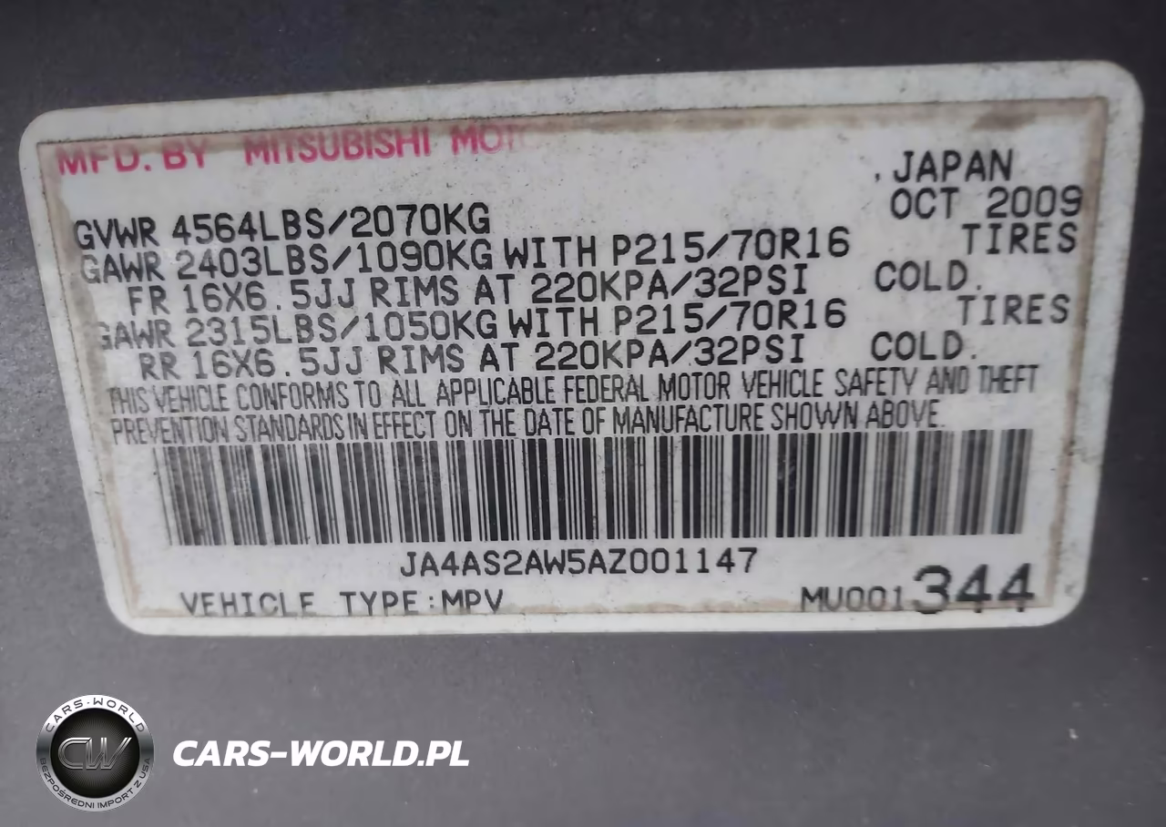 2010 Mitsubishi Outlander Es VIN:JA4AS2AW5AZ001147 - 9