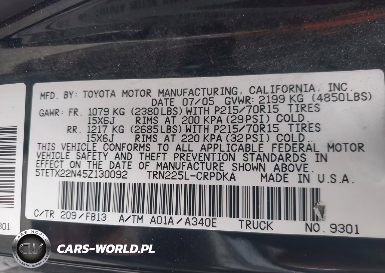 2005 Toyota Tacoma VIN:5TETX22N45Z130092 - 9