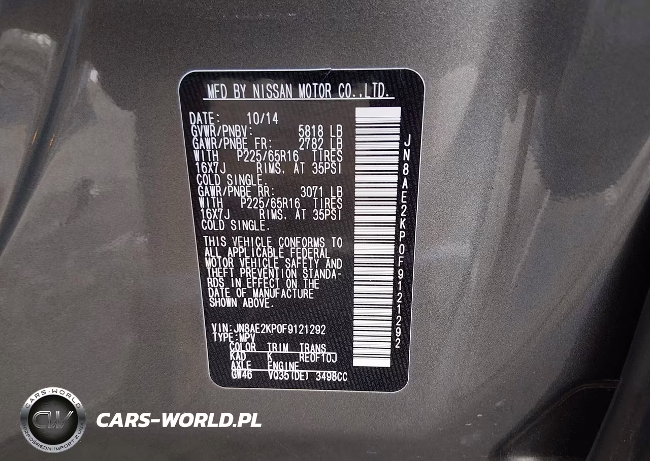 2015 Nissan Quest Sv VIN:JN8AE2KP0F9121292 - 9