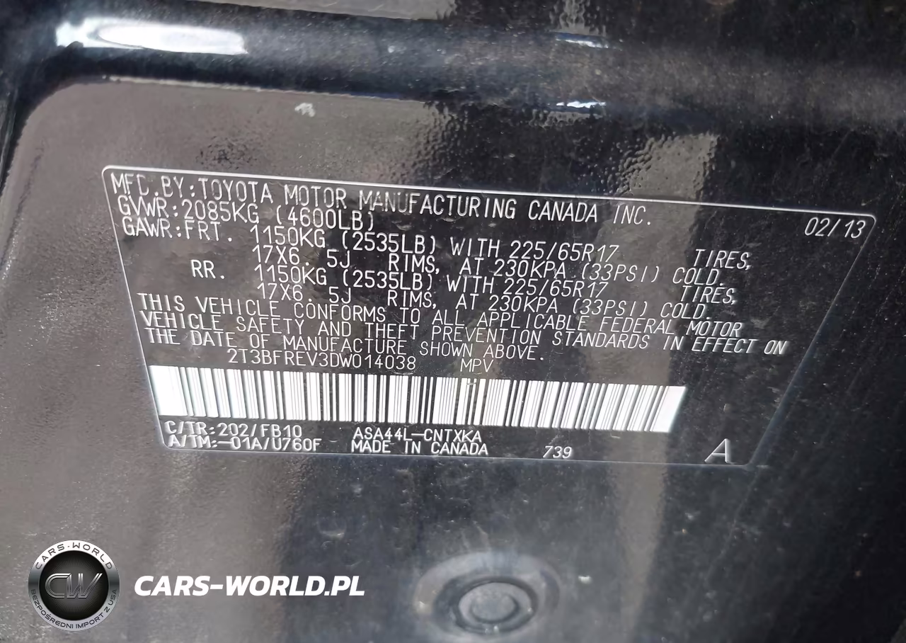 2013 Toyota Rav4 Le VIN:2T3BFREV3DW014038 - 9
