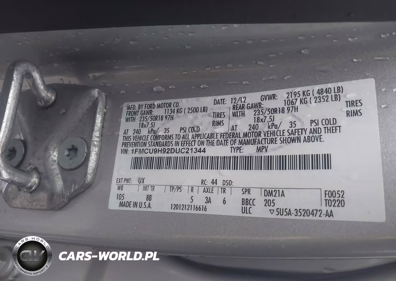 2013 Ford Escape Sel VIN:1FMCU9H92DUC21344 - 9