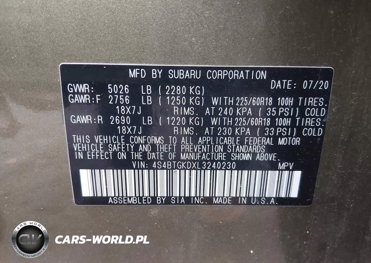 2020 Subaru Outback Onyx Edition Xt VIN:4S4BTGKDXL3240230 - 9
