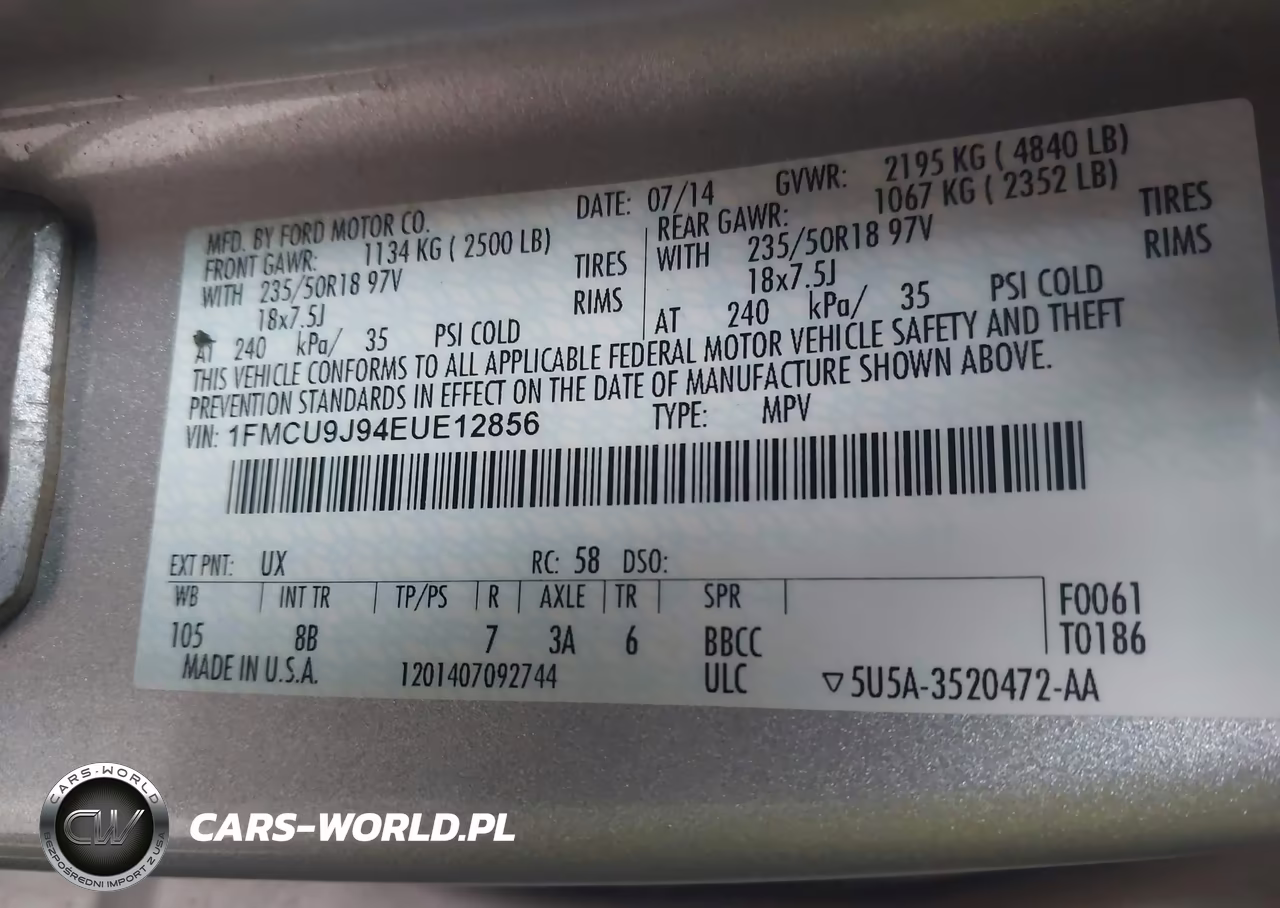 2014 Ford Escape Titanium VIN:1FMCU9J94EUE12856 - 9