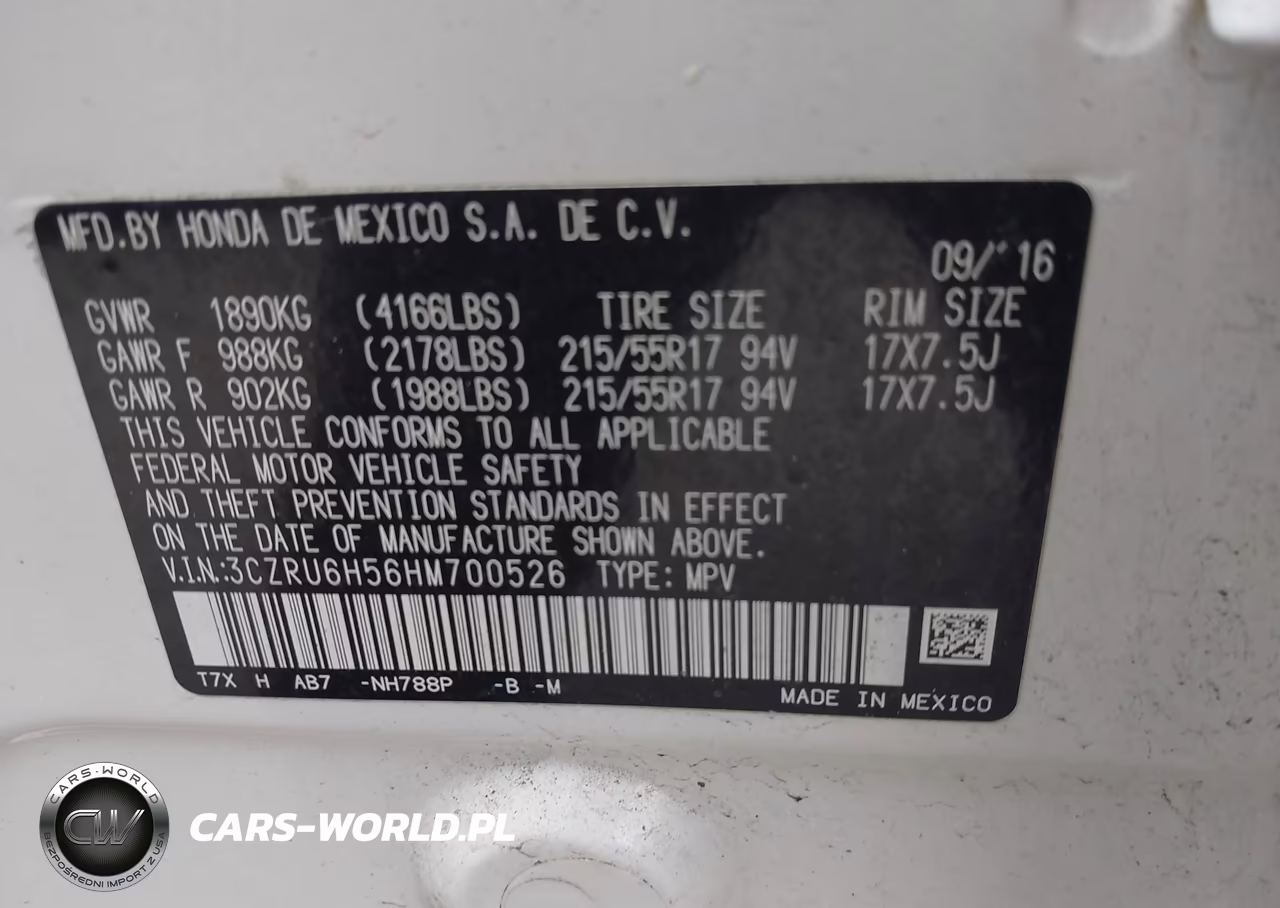 2017 Honda Hr-V Ex VIN:3CZRU6H56HM700526 - 9