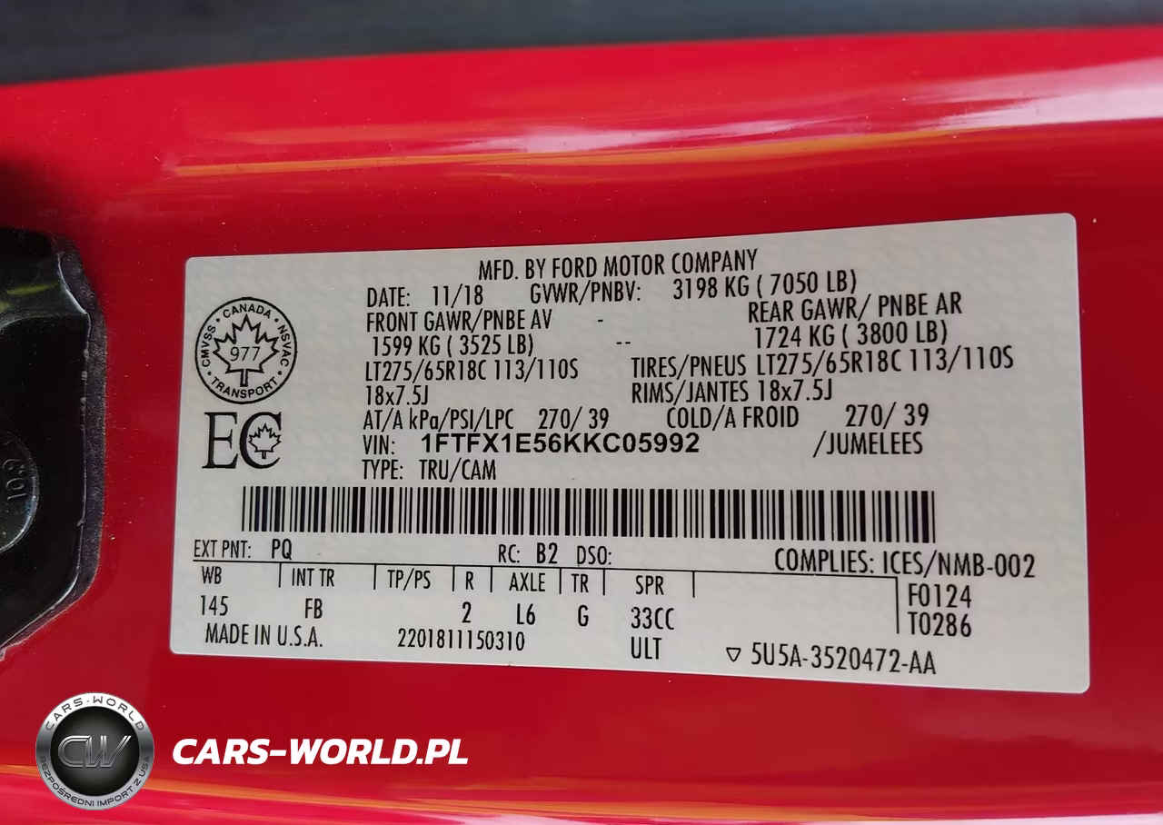 2019 Ford F-150 Xlt VIN:1FTFX1E56KKC05992 - 9