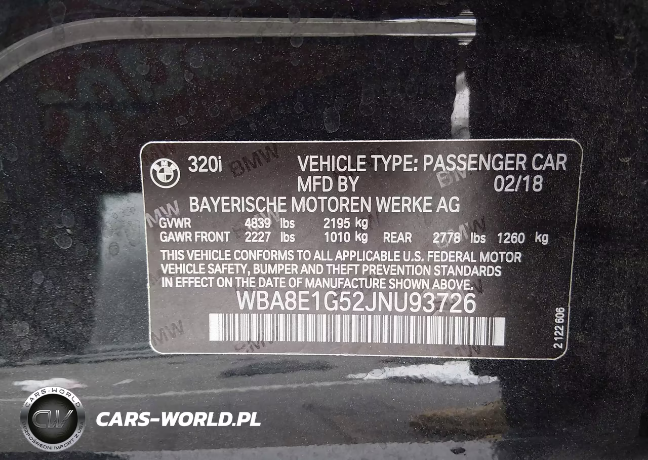 2018 BMW 320I VIN:WBA8E1G52JNU93726 - 9