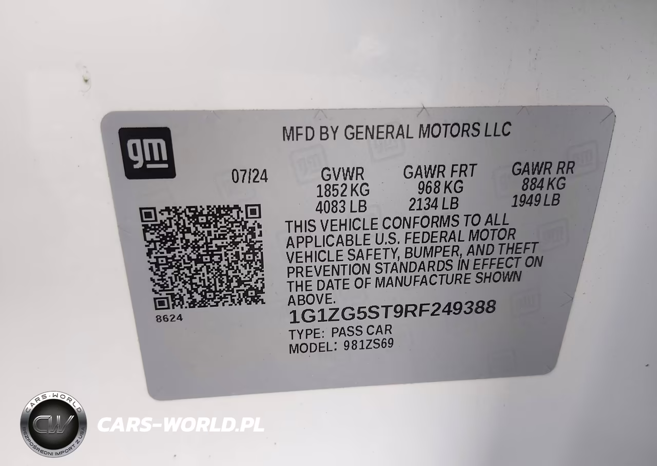 2024 Chevrolet Malibu Fwd Rs VIN:1G1ZG5ST9RF249388 - 9