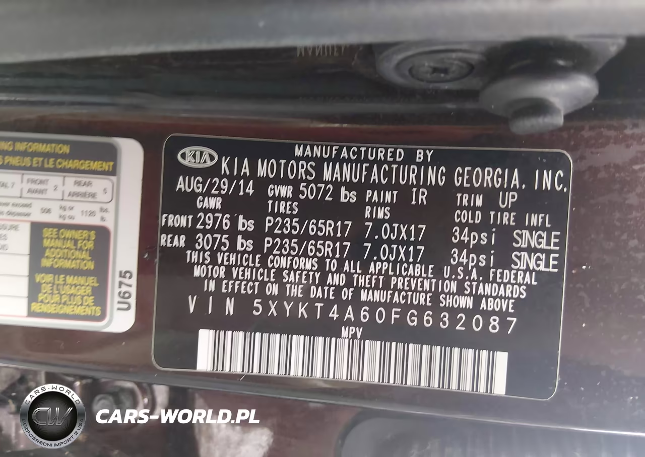 2015 Kia Sorento Lx VIN:5XYKT4A60FG632087 - 9