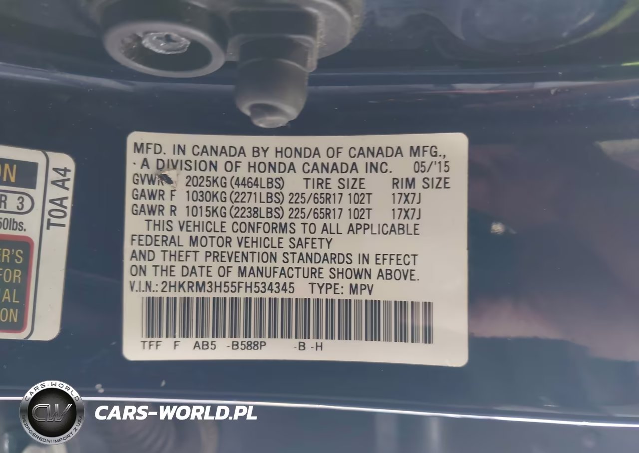 2015 Honda Cr-V Ex VIN:2HKRM3H55FH534345 - 9